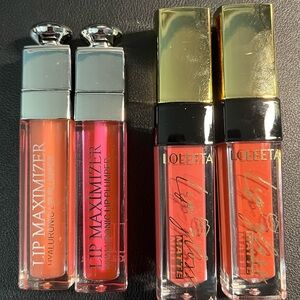 Loletta Lip Maximizer and Matte Lipstick Set - Orange, Pink, Red